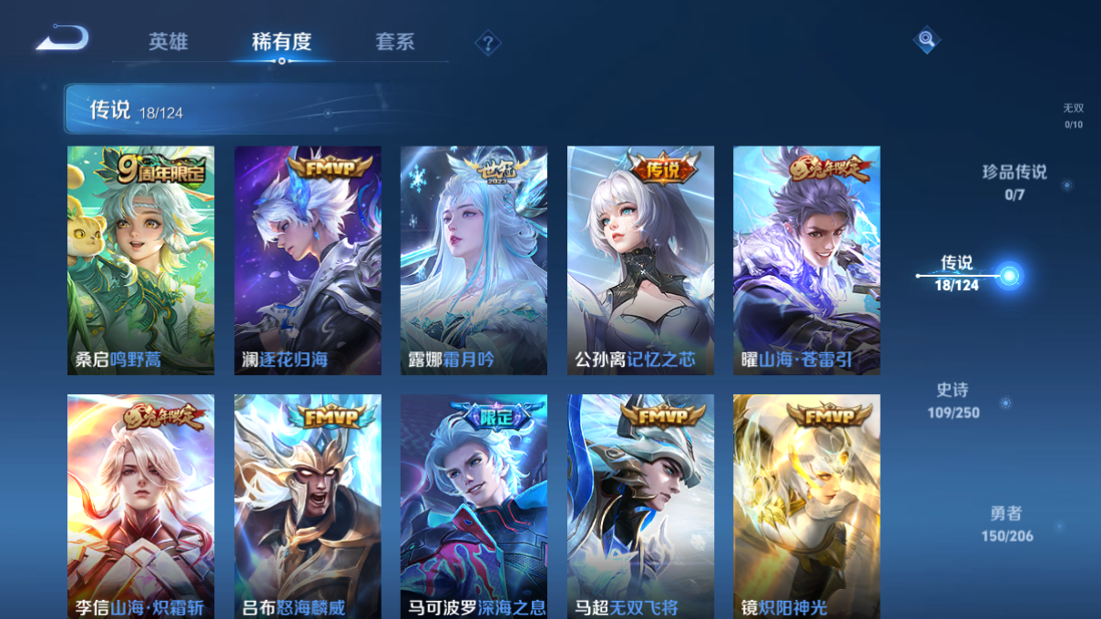 1917511-0-安卓q-贵族8-358皮肤 2星传说 未来机甲 幽冥之眼 18传说 -2水晶(已兑换) 孙悟空-全息碎影 关羽-赤影疾锋 澜-逐花归海 马超-神威 孙悟空-至尊宝 桑启-鸣野蒿 